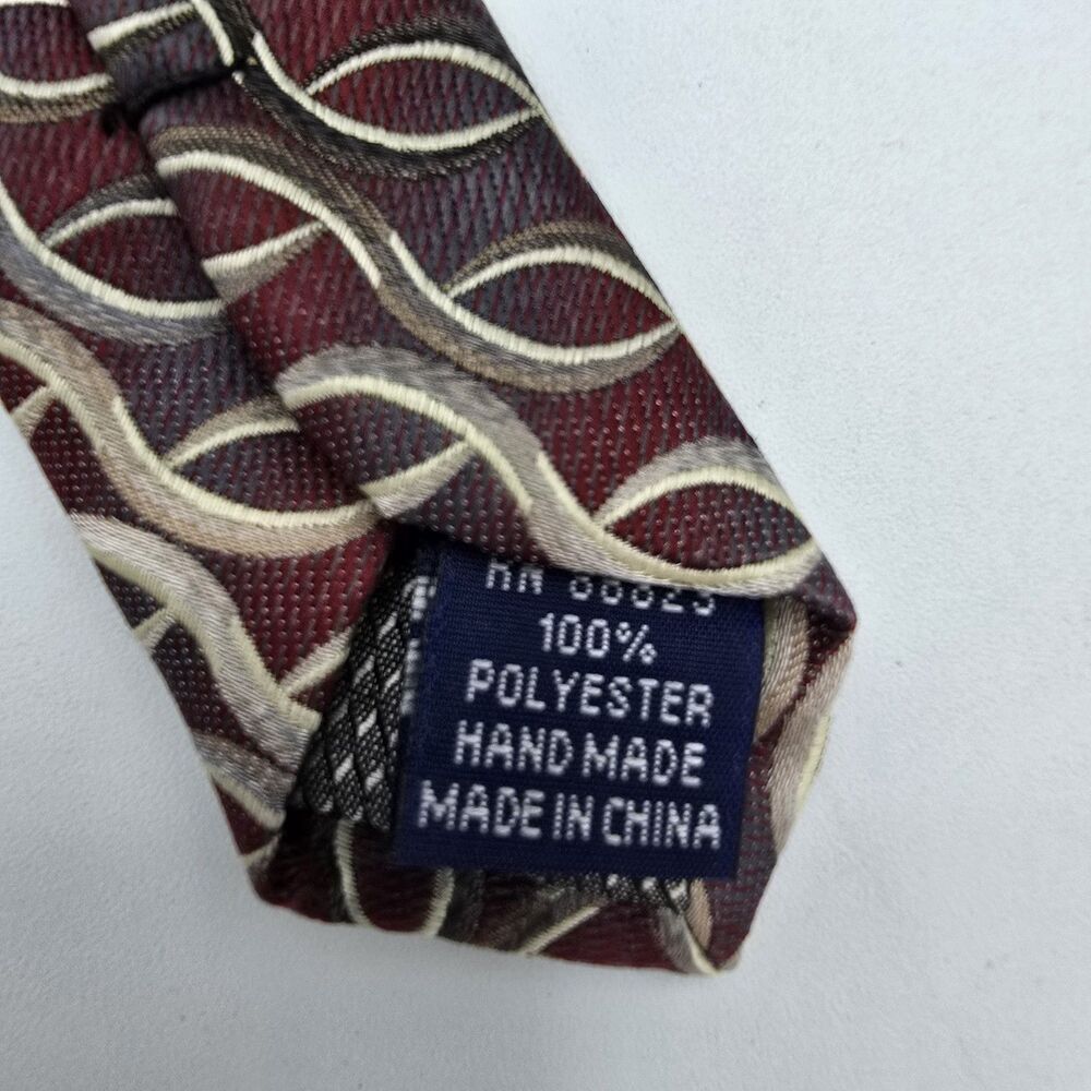 Mens Necktie Croft & Barrow Tie Red White Geometric 58" x 3.5" Vintage - Picture 6 of 6